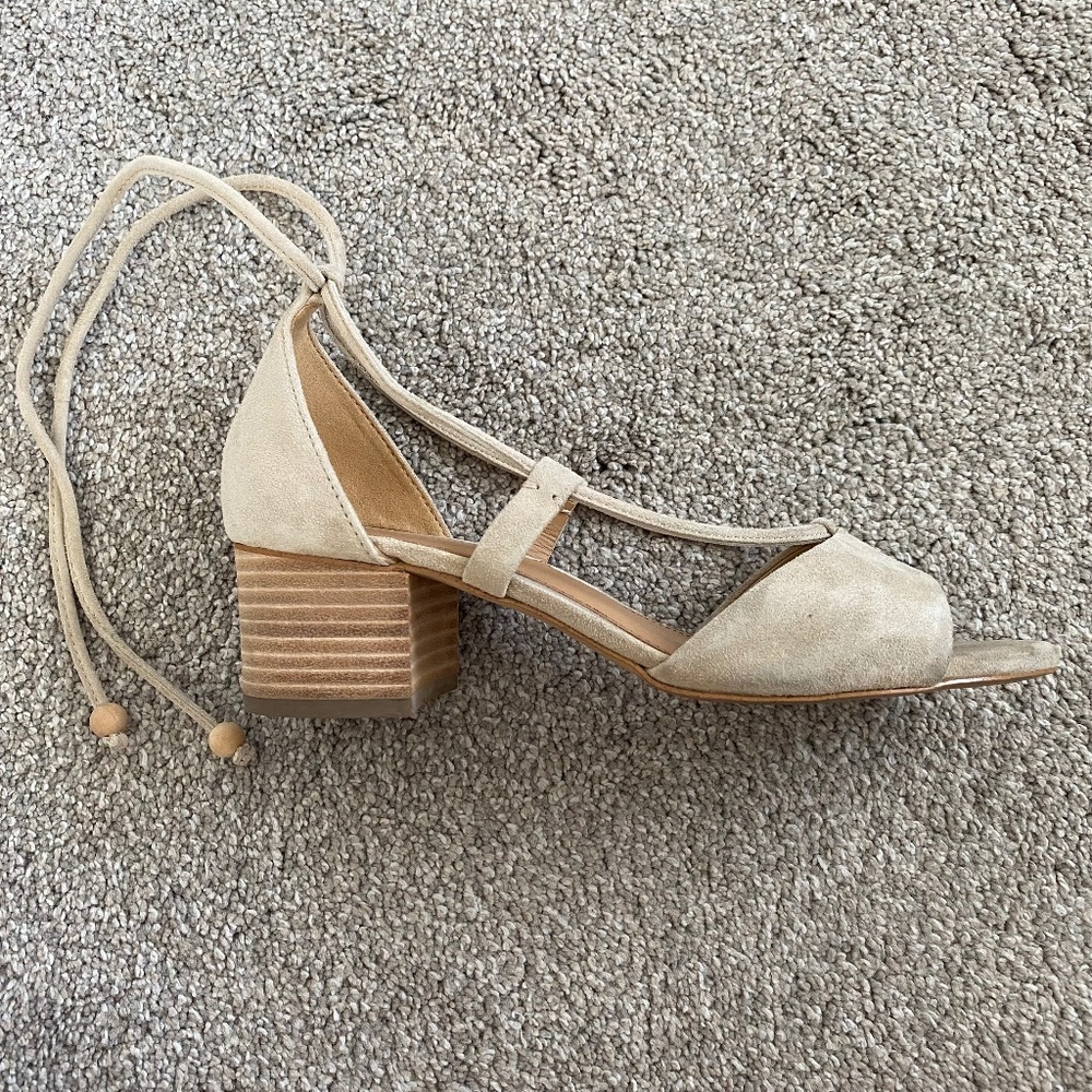 Soludos Mid Heel Blush Shoes Heels Women's Size 8 (nude heel with ankle ties)